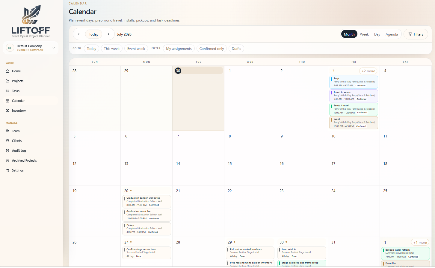 Calendar month view