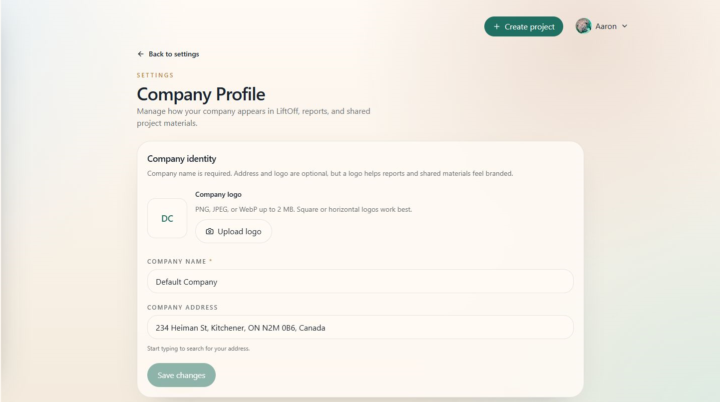 Company settings